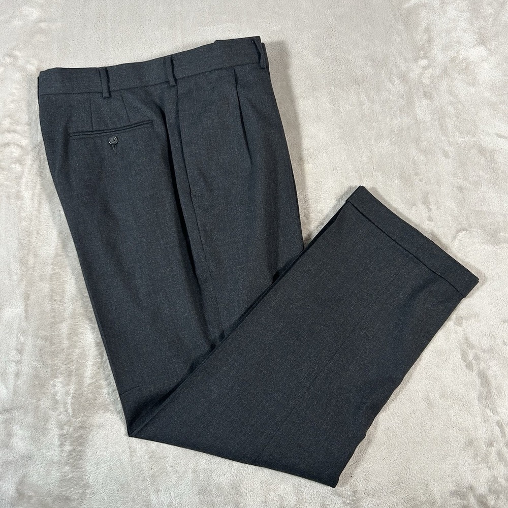 Vintage J Crew Oarsman Mens 36x31 Gray Wool Double Pleated Cuffed Dress Pants